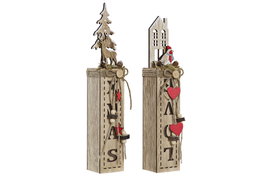 DKD Home Decor Decoración Luminosa LED de Madera 6,5x7,5x36 cm (Pack de 2)