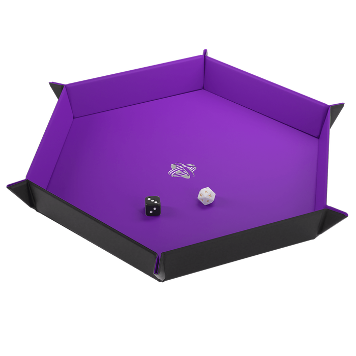 Gamegenic Bandeja Magnética Hexagonal para Dados, Negro/Púrpura, Reversible, Ideal para Juegos de Mesa, 35.3x53.3 cm