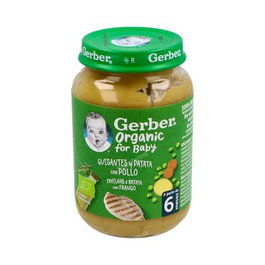 GERBER Orgánico Guisantes Plata Pollo 190 g