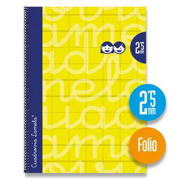 Lamela Bloc Tapa Forrada Fº 80H Cuadrovia 2,5 Mm Amarillo (Set de 5)