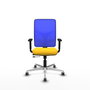 PIQUERAS Y CRESPO Silla de oficina Motilla con mecanismo Sincro/Traslack, Amarillo y Azul
