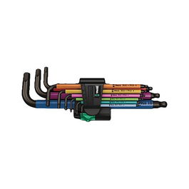 Wera 950/9 Hex-Plus Multicol 1 SB Juego de Llaves Allen, Metrico/Imperial, Cromado, 9 Piezas