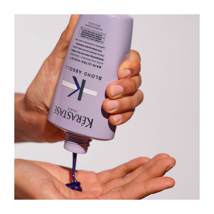 Kerastase Champú Violeta Blond Bain Uviolet 250 mL para Cabello Rubio Frío, Neutraliza Tonos Amarillos y Metálicos con Ácido Hialurónico