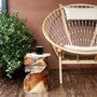 DKD Home Decor Mesita Auxiliar de Teca Tronco Natural