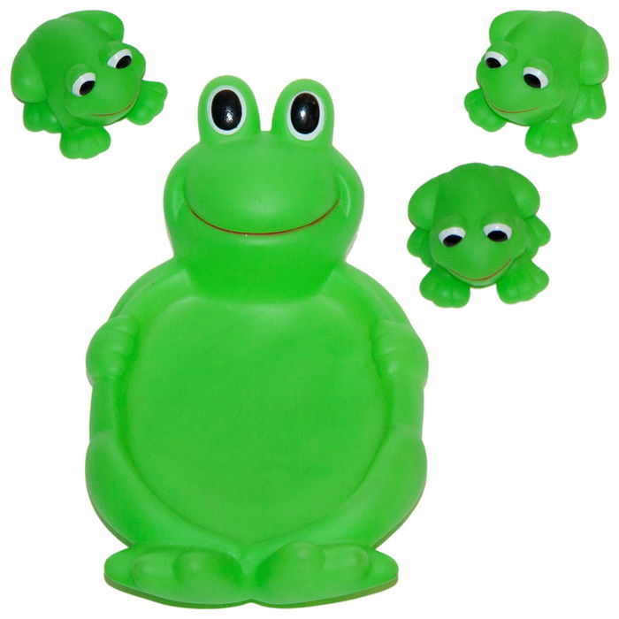 Tom et Zoe Juego de 4 Animales de Baño Barca con 3 Muñecos Patos Ranas Juguete para Bañera 16x11 cm