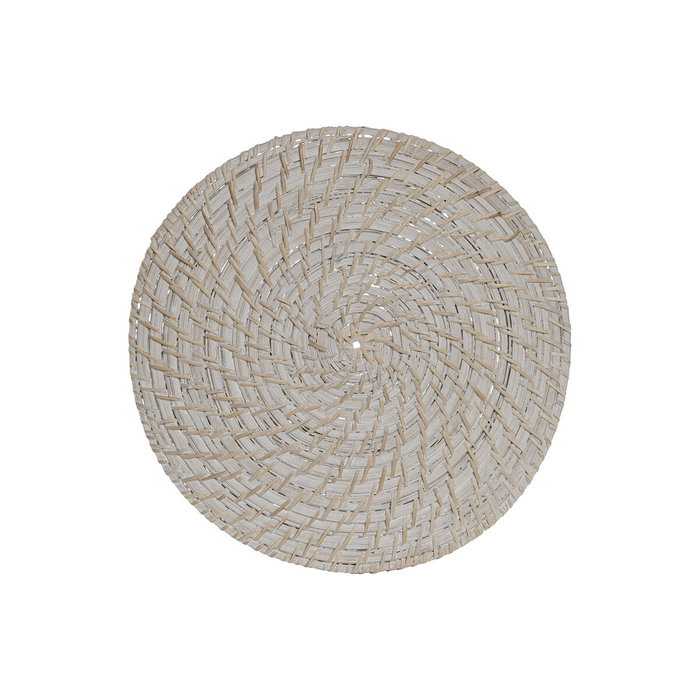 DKD Home Decor Individual de Ratán y Bambú Blanco 34x34x1,5 cm