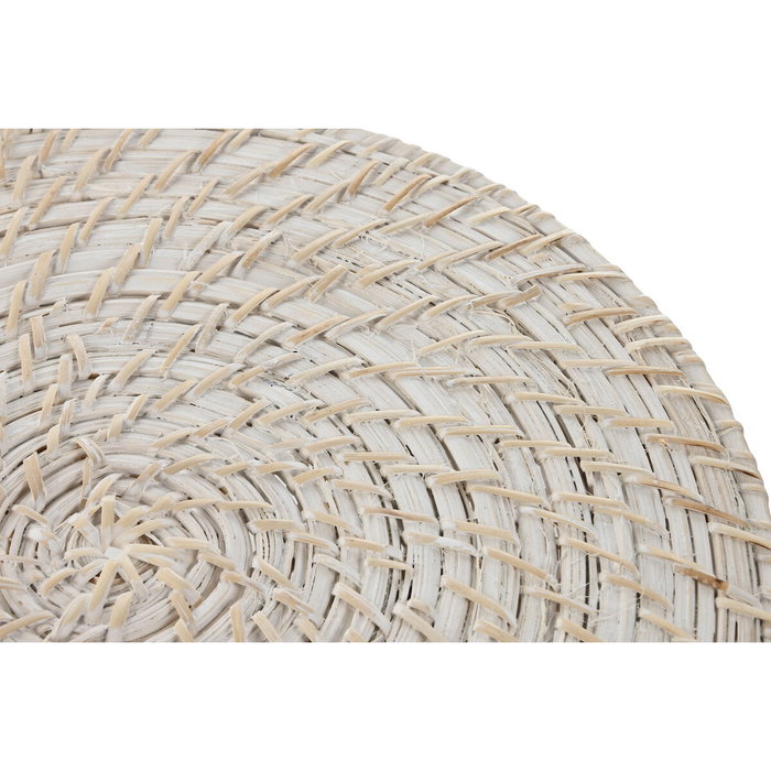 DKD Home Decor Individual de Ratán y Bambú Blanco 34x34x1,5 cm