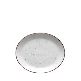 Porvasal Dots Fuente Oval de Porcelana, 31 cm Largo x 25.5 cm Ancho x 3 cm Alto (Set de 10)