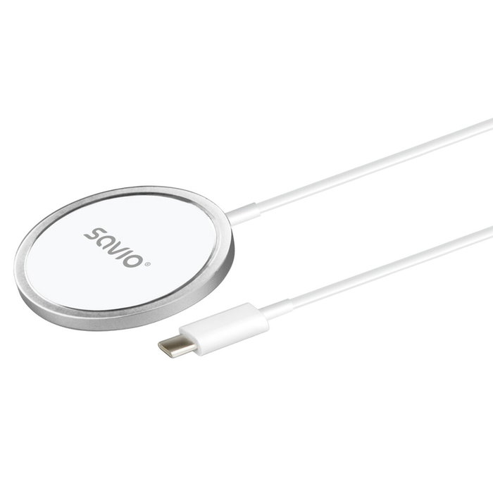 SAVIO Cargador de inducción Qi blanco 15W LA-11