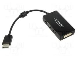 DeLOCK Adaptador DisplayPort a VGA, HDMI y DVI Negro 0,16 m