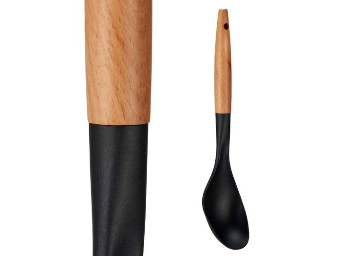Kinvara Cuchara de Cocina con Mango de Madera Plástico (PBT) Negro y Natural 33.5x33.5x3.5 cm (Set de 12) Kinvara Cuchara de Cocina con Mango de Madera Plástico (PBT) Negro y Natural 33.5x33.5x3.5 cm (Set de 12)