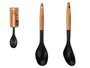 Kinvara Cuchara de Cocina con Mango de Madera Plástico (PBT) Negro y Natural 33.5x33.5x3.5 cm (Set de 12)