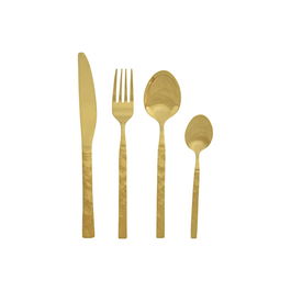DKD Home Decor Cuberteria Basicos Dorado Inox Set de 16 Piezas 7 x 24 x 15 cm