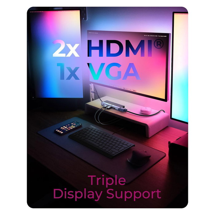 ICY BOX IB-DK4062-CPD Docking Station USB-C 100W Multi Puerto con HDMI 4K 60Hz, Ethernet, Lectora de Tarjetas, Aluminio Antracita