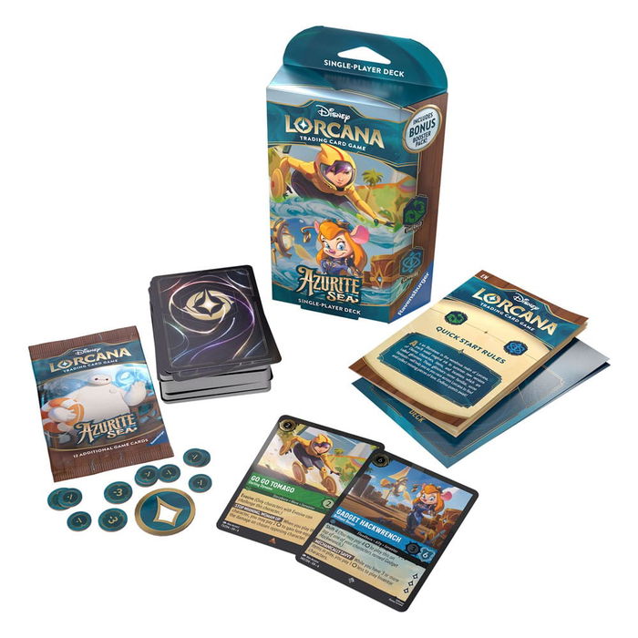 Ravensburger Disney Lorcana TCG - Mazo de Inicio Azurite, Juego de Cartas Coleccionable en Inglés, Incluye 60 Cartas y Pack de Refuerzo
