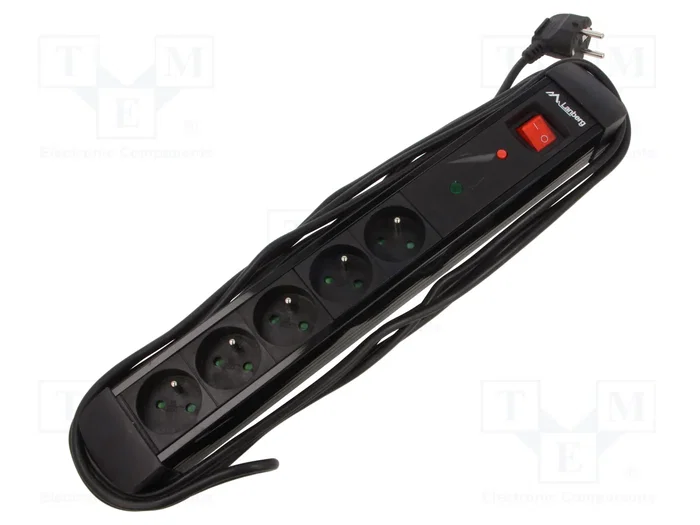 Lanberg SP1 Regleta de protección 5x PL 5m Negro