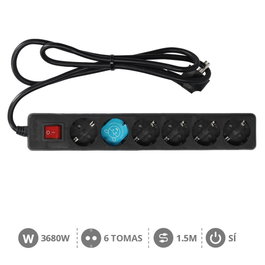 GSC Evolution Base múltiple Serie Estándar 6T con interruptor, 1,5M Negro