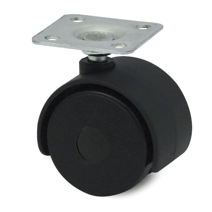 Q&Q Rueda Giratoria Modelo Kelly Ø45 Aro Doble Plástico Negro Con Freno