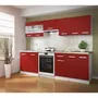ULTRA Mueble de Cocina Alto 80cm Rojo Mate 2 Puertas Batientes Vidrio Diseño Contemporáneo Producción Europea