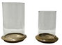 DKD Home Decor Set de 2 Portavelas de Mango y Cristal Marrón