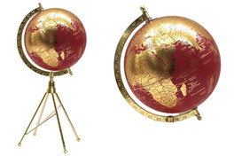 DKD Home Decor Globo Terráqueo Aluminio y PVC Dorado 18,5x16,5x38 cm