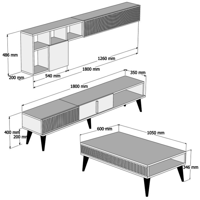Hanah Home Juego Muebles Sala Walnut White Marble Elegante Sofisticado Moderno Durable Tablero Melamina 18mm