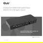 Club 3D Conmutador KVM 4K60Hz 2 Entradas USB-C, HDMI, DisplayPort, 3xUSB-A, 2xUSB-C, LAN, Negro