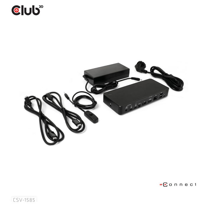 Club 3D Conmutador KVM 4K60Hz 2 Entradas USB-C, HDMI, DisplayPort, 3xUSB-A, 2xUSB-C, LAN, Negro