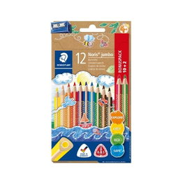 Staedtler Triplus Jumbo Lápices de Colores Surtidos 10+2 con Sacapuntas de Regalo