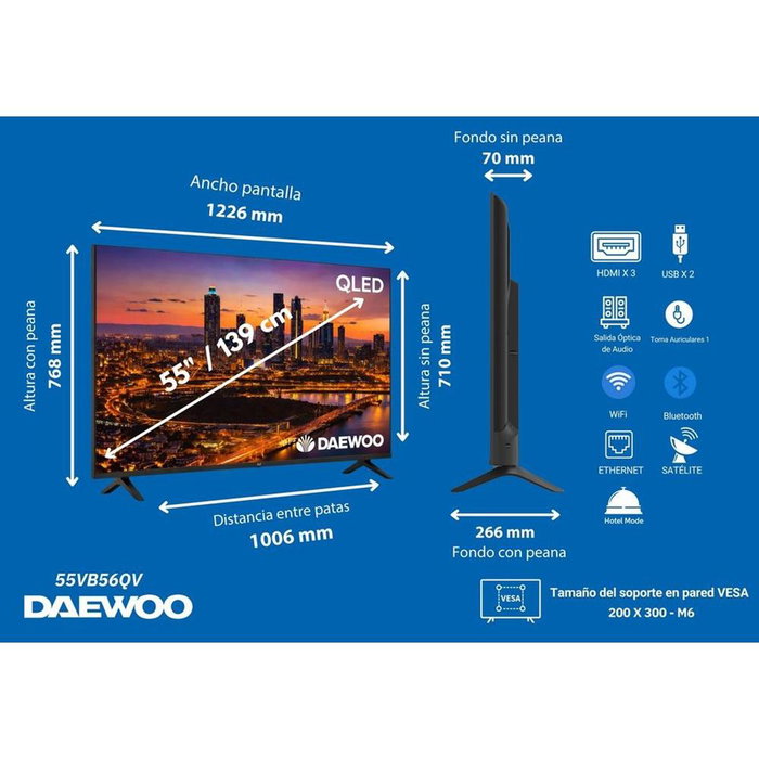 Daewoo 55VB56QV Smart TV QLED 4K UHD de 55 pulgadas Daewoo 55VB56QV Smart TV QLED 4K UHD de 55 pulgadas
