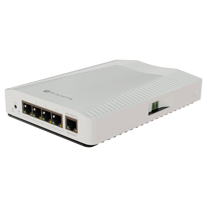 Mikrotik crs304-4xg-in cloud router switch 4x ethernet 1g/2,5g/5g/10g, routeros l5 o switchos (arranque dual), caja de sobremesa
