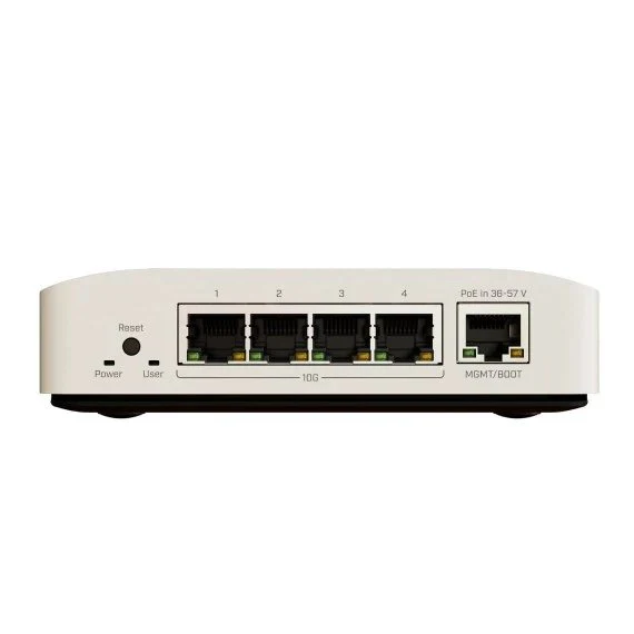 Mikrotik CRS304-4XG-IN Switch 10G Ethernet de 4 Puertos con PoE y RouterOS L5/SwitchOS (Arranque Dual), Blanco, Caja de Sobremesa
