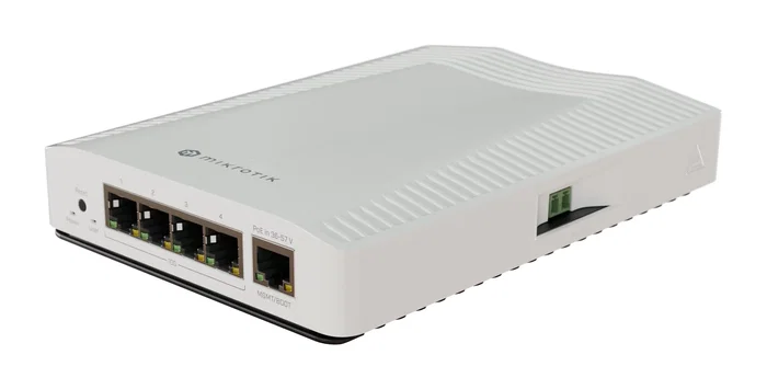Mikrotik CRS304-4XG-IN Switch 10G Ethernet de 4 Puertos con PoE y RouterOS L5/SwitchOS (Arranque Dual), Blanco, Caja de Sobremesa