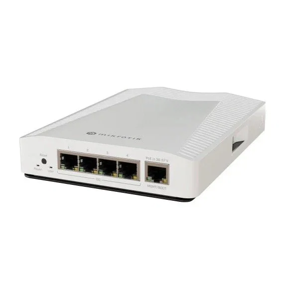 Mikrotik CRS304-4XG-IN Switch 10G Ethernet de 4 Puertos con PoE y RouterOS L5/SwitchOS (Arranque Dual), Blanco, Caja de Sobremesa