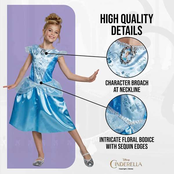 Liragram Disfraz infantil Disney Princesa Cenicienta Classic, Azul, 7-8 Años Liragram Disfraz infantil Disney Princesa Cenicienta Classic, Azul, 7-8 Años