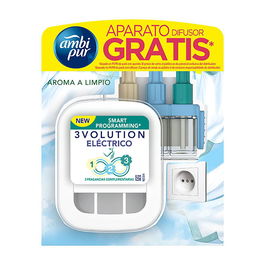 Ambipur 3volution Ambientador Eléctrico Aroma Limpio 3 Fragancias con Recambio 21 ml