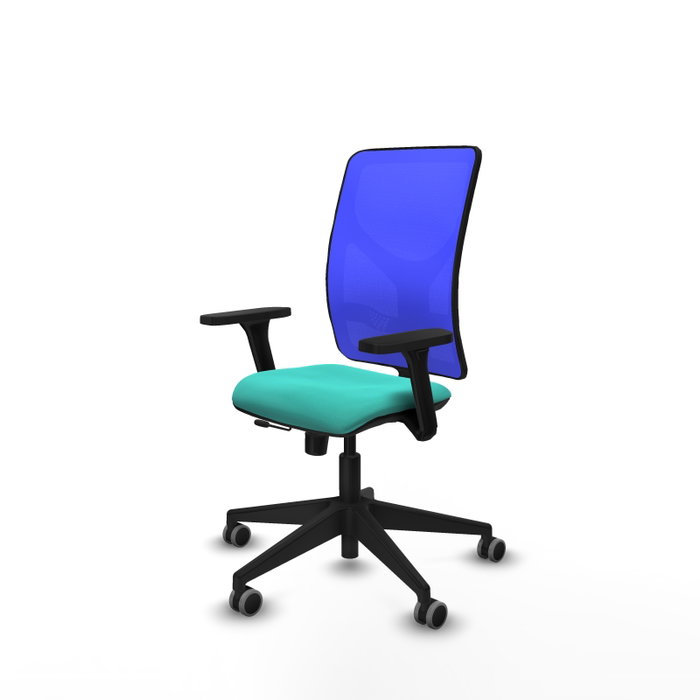PIQUERAS Y CRESPO Silla de oficina Motilla con Mecanismo Sincro/Traslack, Turquesa y Azul