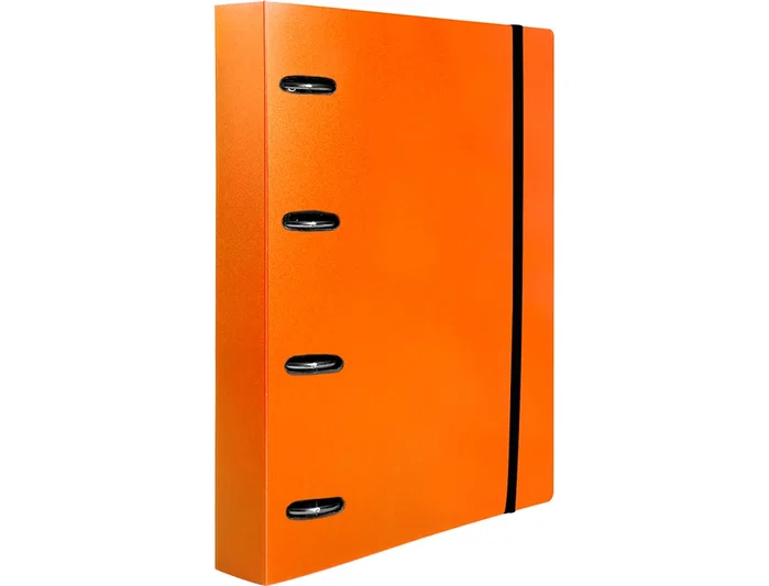 Liderpapel Carpeta con Recambio A4 Cuadro 5mm 100 Hojas 80g Polipropileno 4 Anillas 25mm Naranja