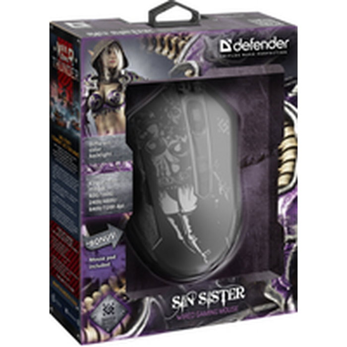Defender Sin'Sister GM-933 Ratón Gaming Negro