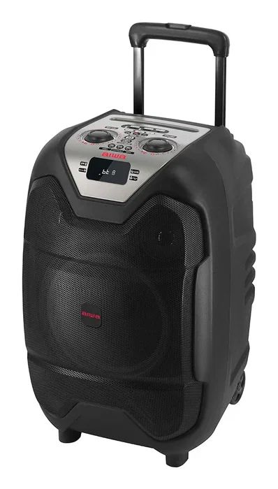 Aiwa KBTUS-500 Altavoz Portátil con Ruedas 50W RMS (400W PMPO) Bluetooth 5.2 Karaoke Radio FM Micrófono Incluido Negro