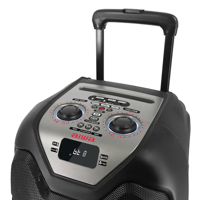 Aiwa KBTUS-500 Altavoz Portátil con Ruedas 50W RMS (400W PMPO) Bluetooth 5.2 Karaoke Radio FM Micrófono Incluido Negro