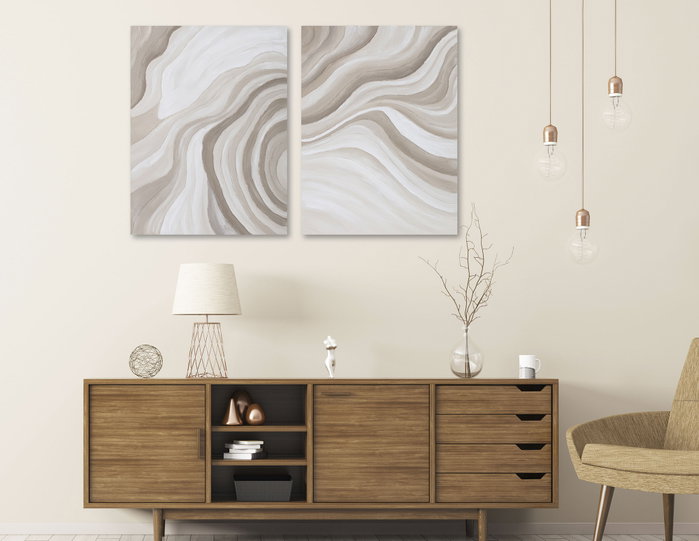 DKD Home Decor Cuadro Lienzo Pino 90x3,7x120 Abstracto Surtido de 2 Unidades