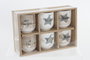 DKD Home Decor Juego de Café Estrella 6 Piezas en Porcelana Marrón y Gris