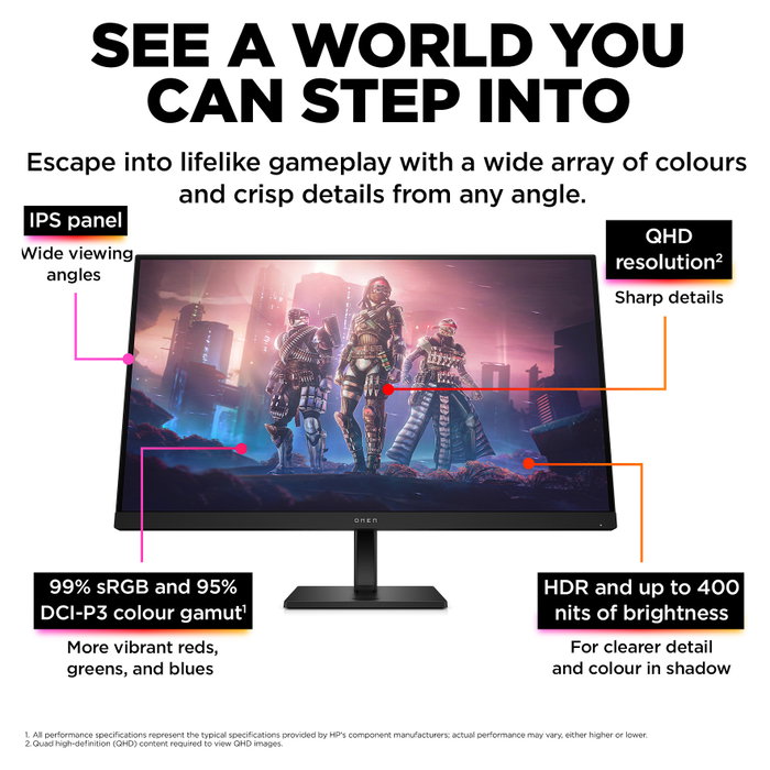 HP OMEN 32q Monitor Gaming QHD 31.5 Pulgadas IPS 165 Hz Negro HP OMEN 32q Monitor Gaming QHD 31.5 Pulgadas IPS 165 Hz Negro