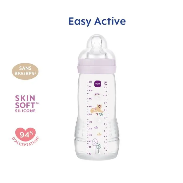 Mam Biberón Easy Active +6 meses 330 ml Tetina X flow Lila MAM9001616857966