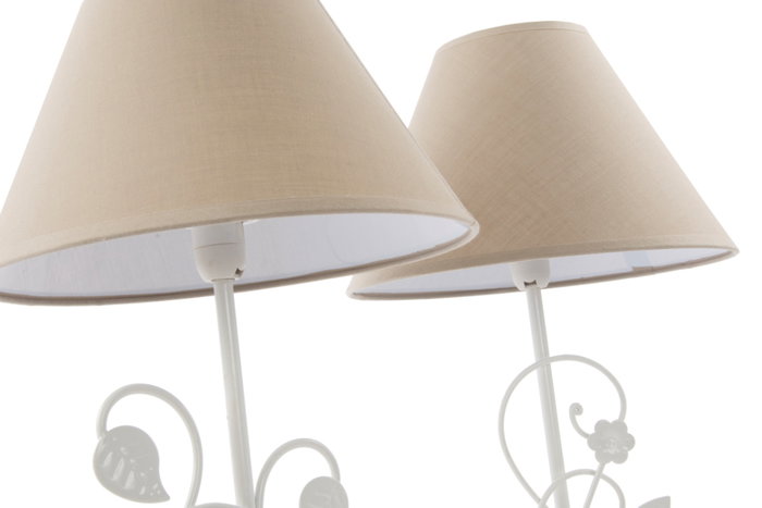 DKD Home Decor Lámpara de Sobremesa Metal y Tela Beige/Blanco E14