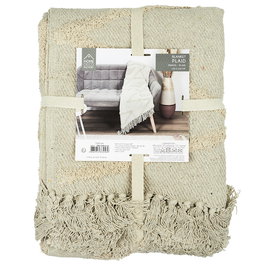 Home Deco Factory Manta Étnica Natural 120x150 cm, Algodón 100% para Sofá o Cama