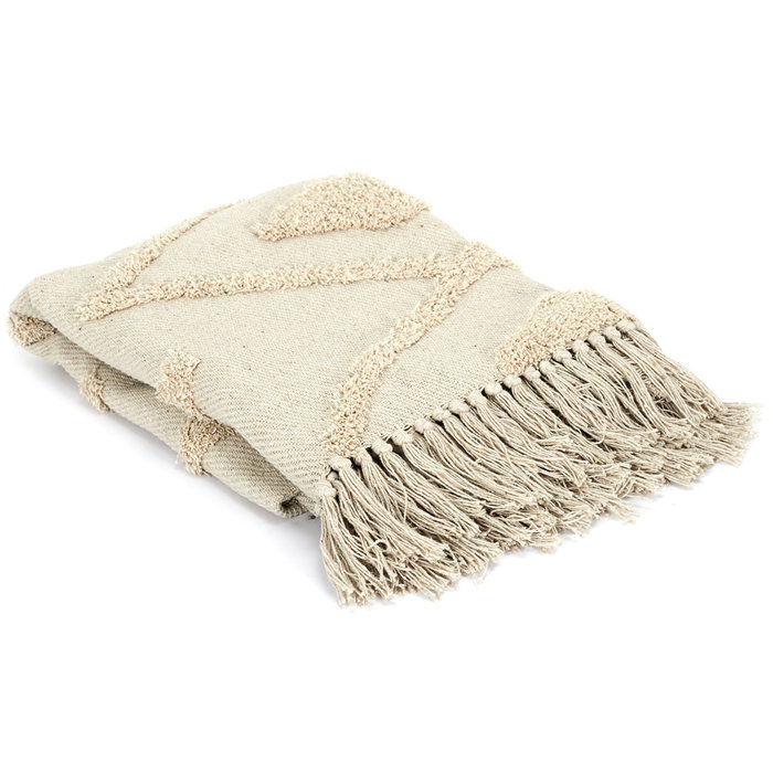 Home Deco Factory Manta Étnica Natural 120x150 cm, Algodón 100% para Sofá o Cama