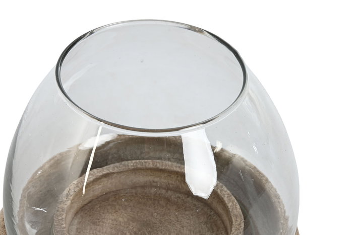 DKD Home Decor Portavela Alpino Marrón de Madera de Mango y Cristal, 30x30x40 cm (Set de 2)