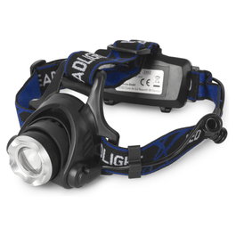 ENTAC Linterna con cinta para cabeza Zoom 5W Alu Negro